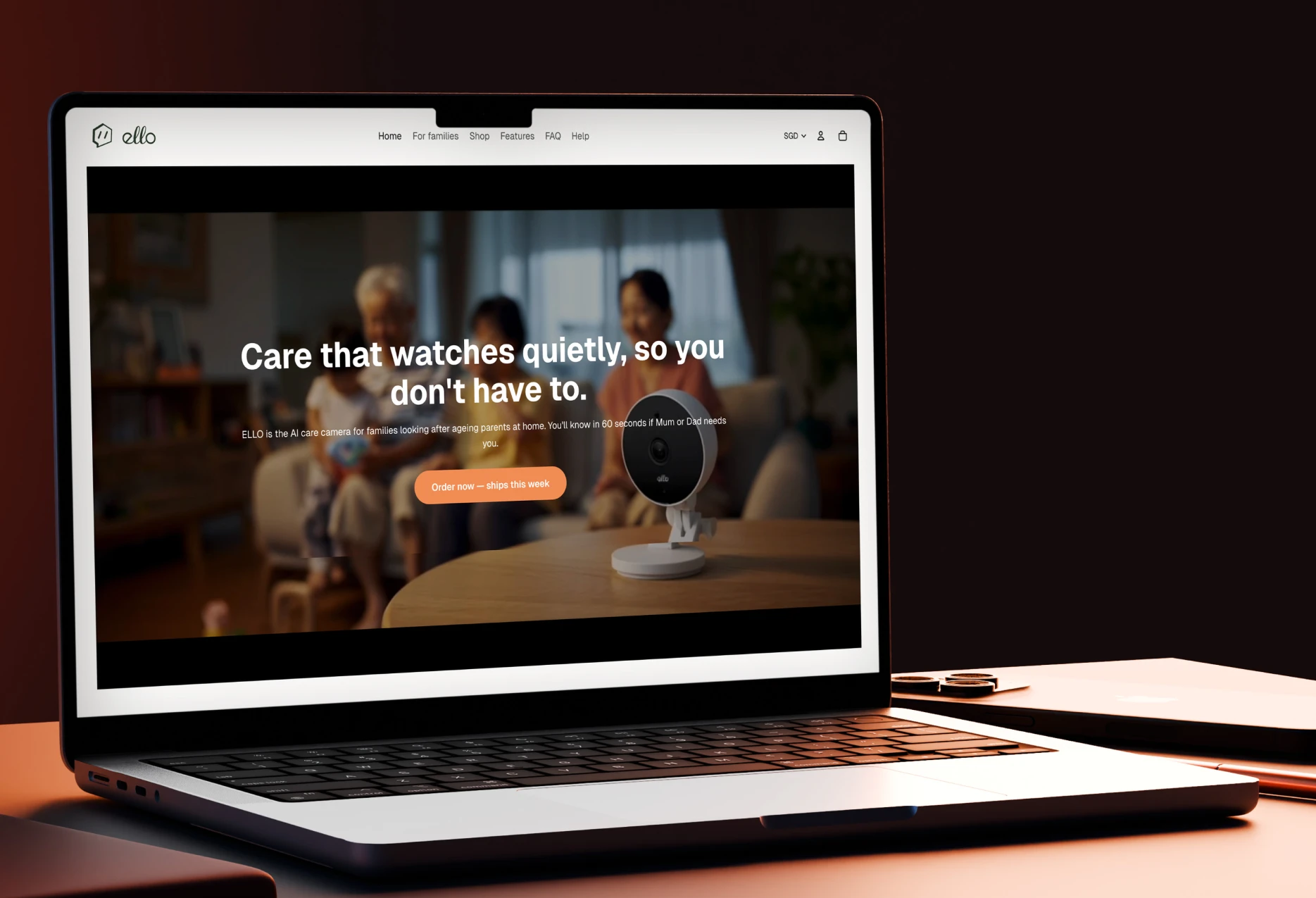 Ello website on a laptop