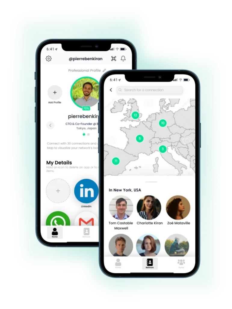 Bumpy digital business card app on mobile
