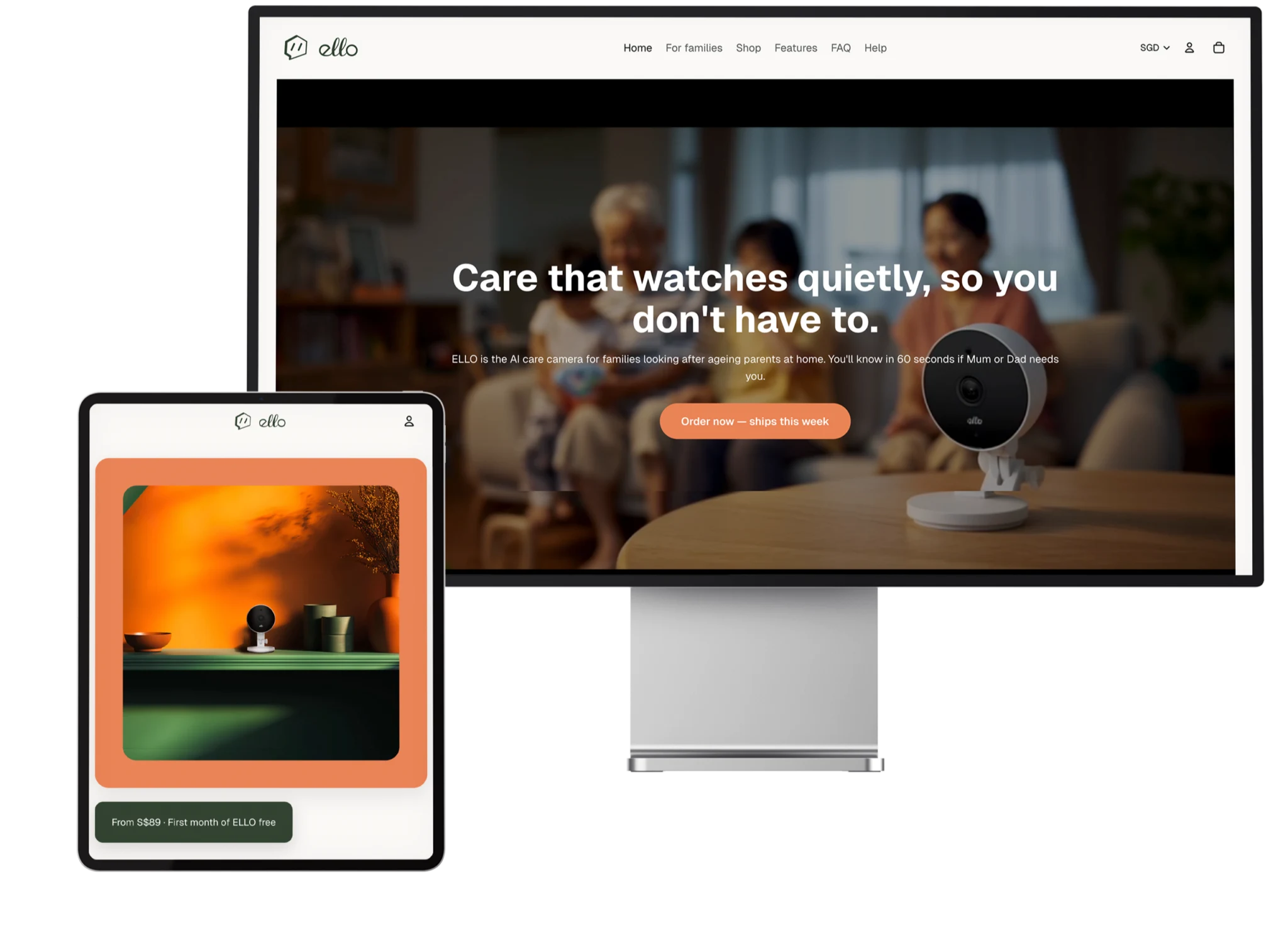 Ello smart home security app interface