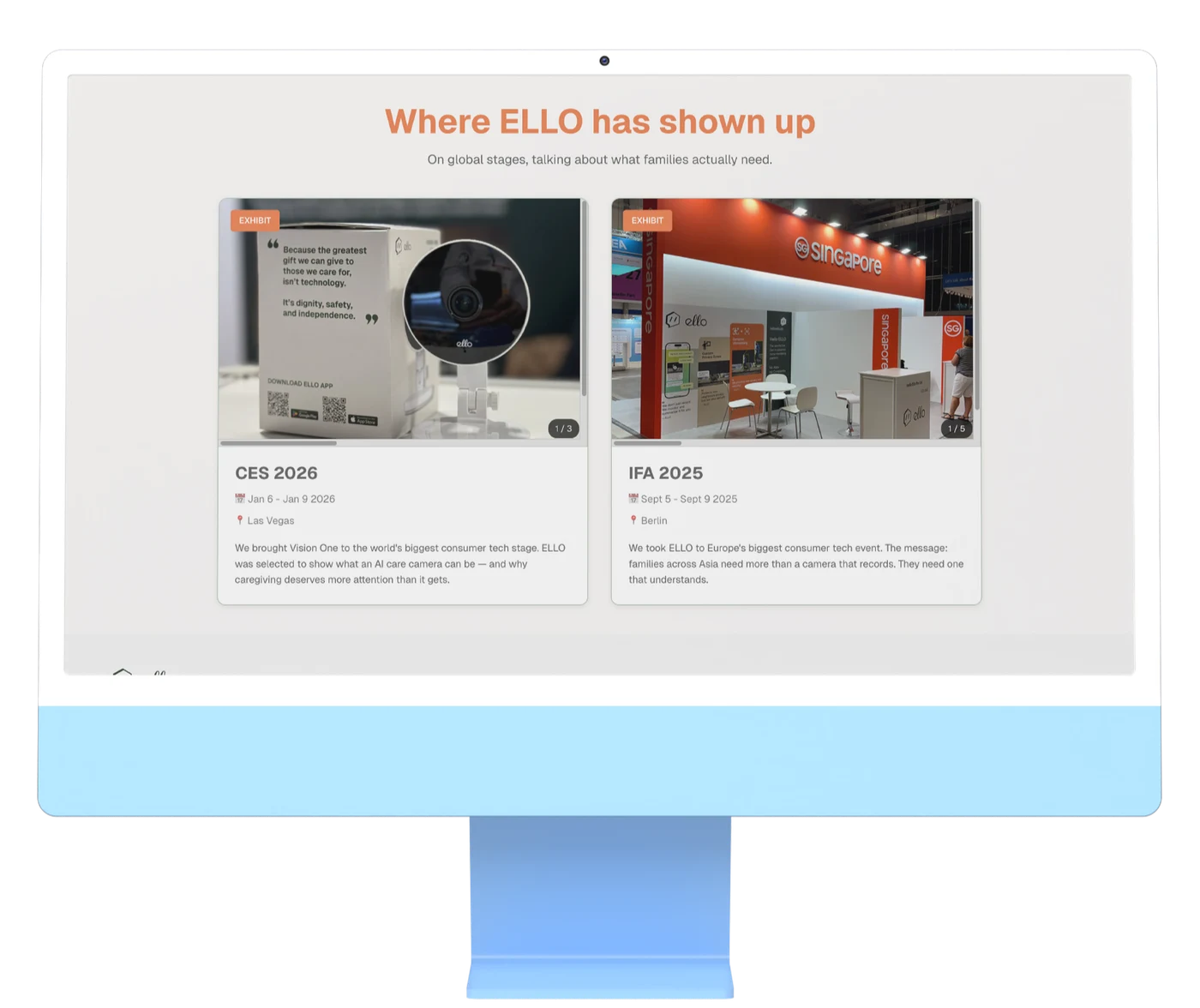 Ello smart home security dashboard on desktop