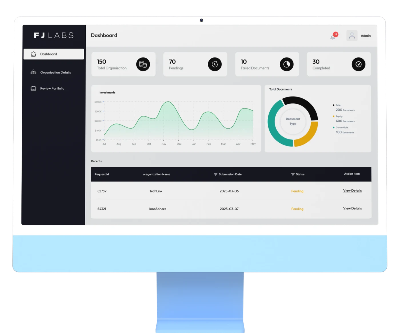 FJ Labs deal dashboard on desktop