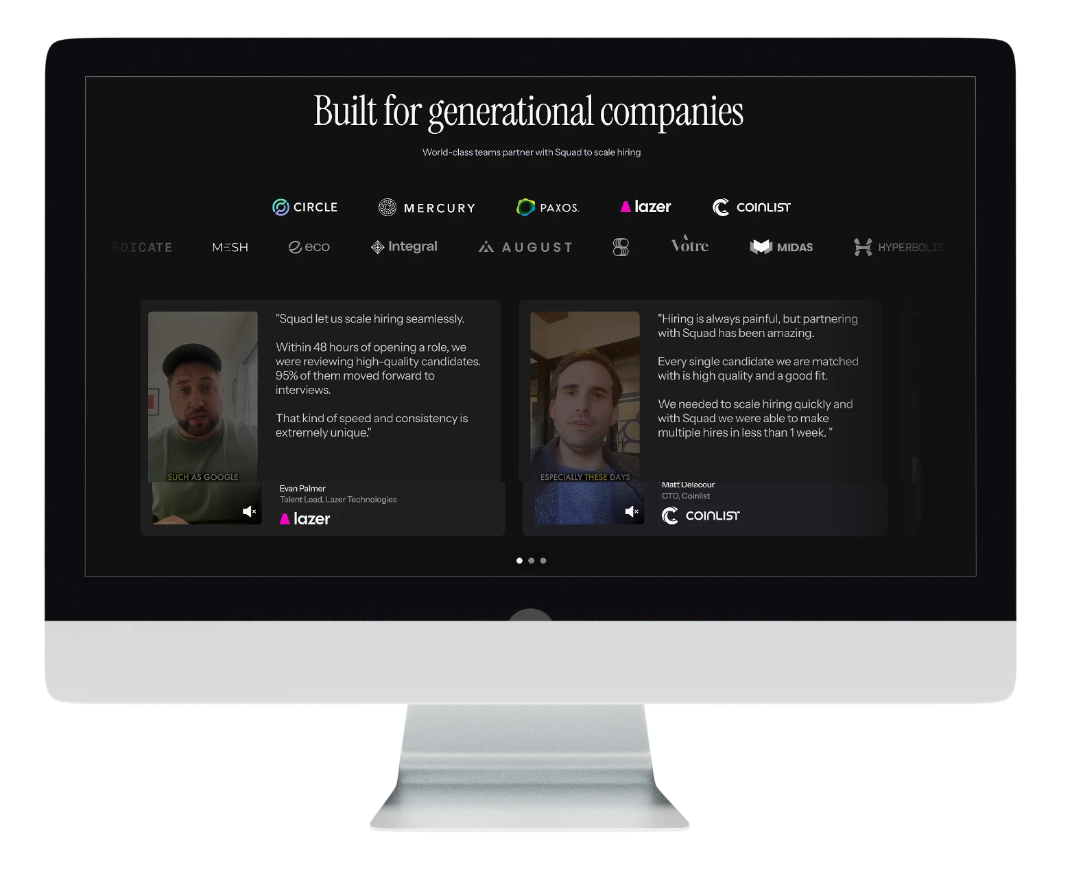 SquadTalent platform on a desktop display